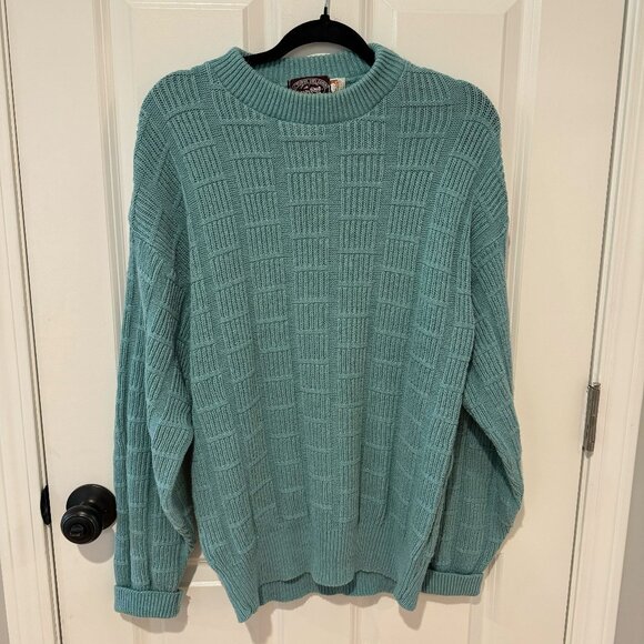 Vintage Cotton Victoria Dry Goods Blue Crew Neck Pullover Sweater - Size‎ Large - Picture 1 of 8